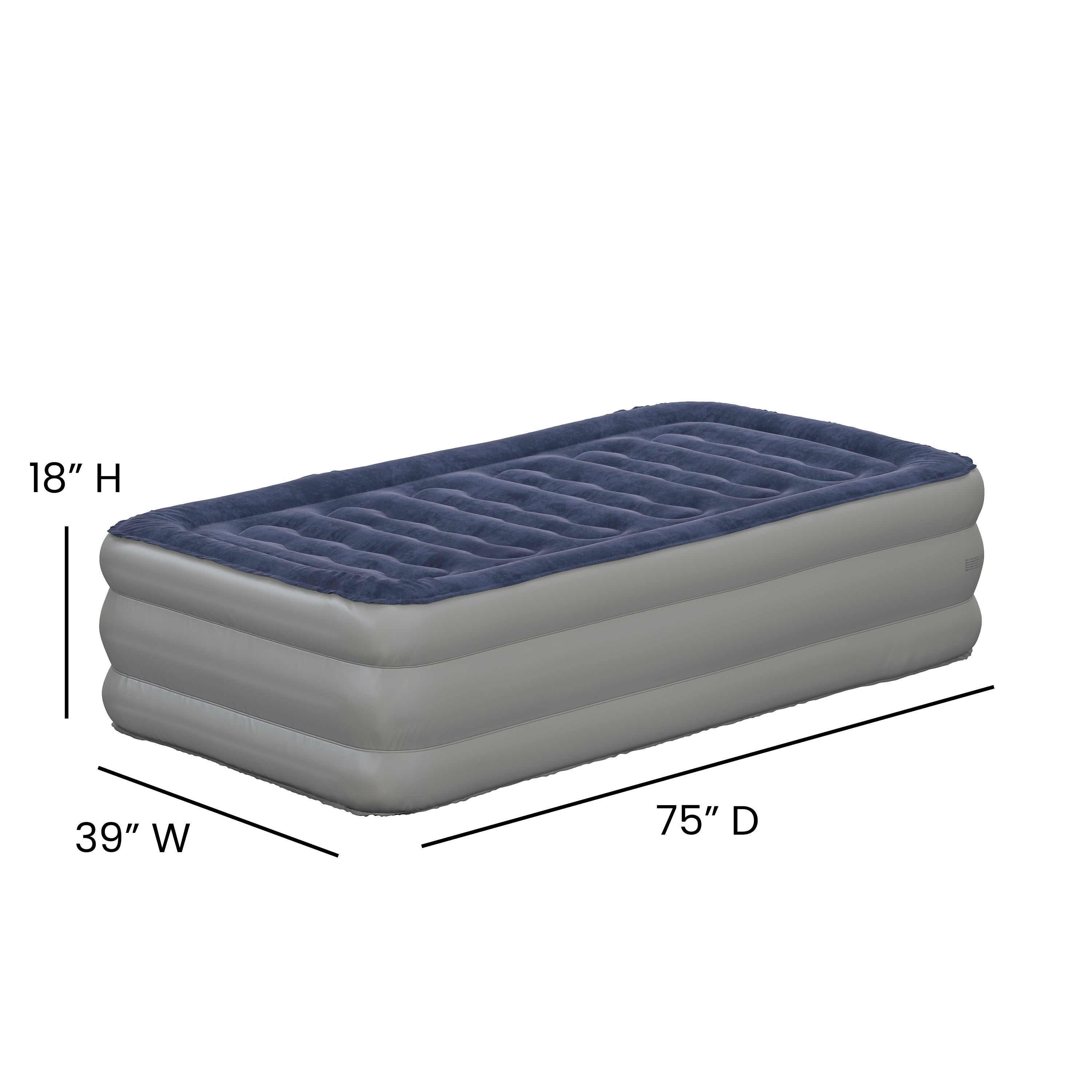 18 inch Air Mattress with ETL Certified Internal Electric Pump and Carrying Case