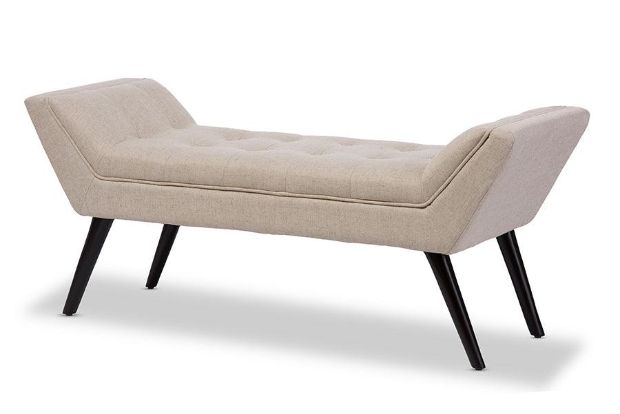 Tamblin Mid-century Modern Retro Linen Fabric Upholstered Grid-Tufting 50-Inch Bench