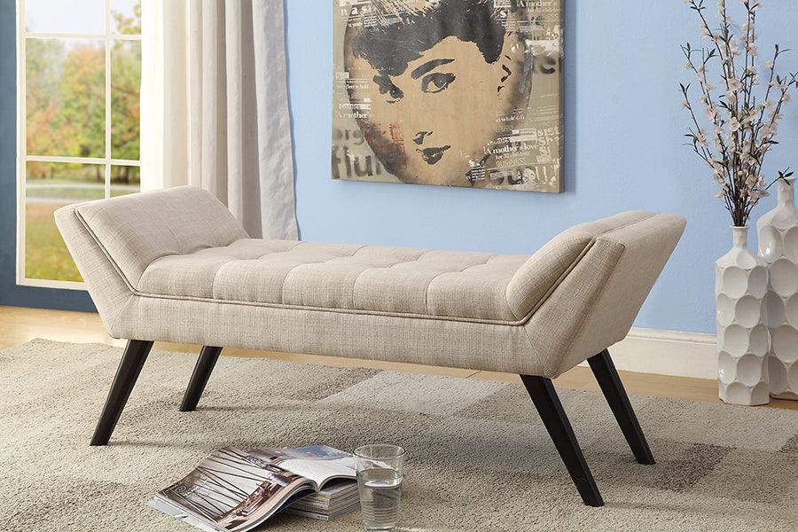 Tamblin Mid-century Modern Retro Linen Fabric Upholstered Grid-Tufting 50-Inch Bench