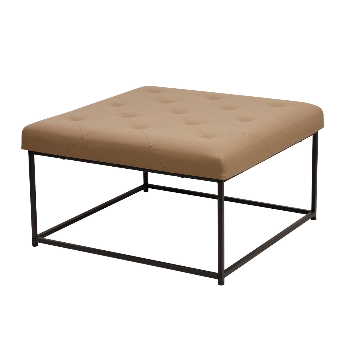 Ashton 30" Square Upholstered Tufted Ottoman with Metal Frame