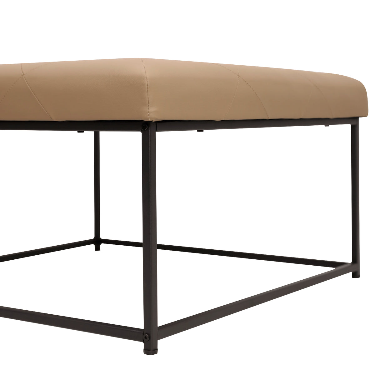 Ashton 30" Square Upholstered Tufted Ottoman with Metal Frame