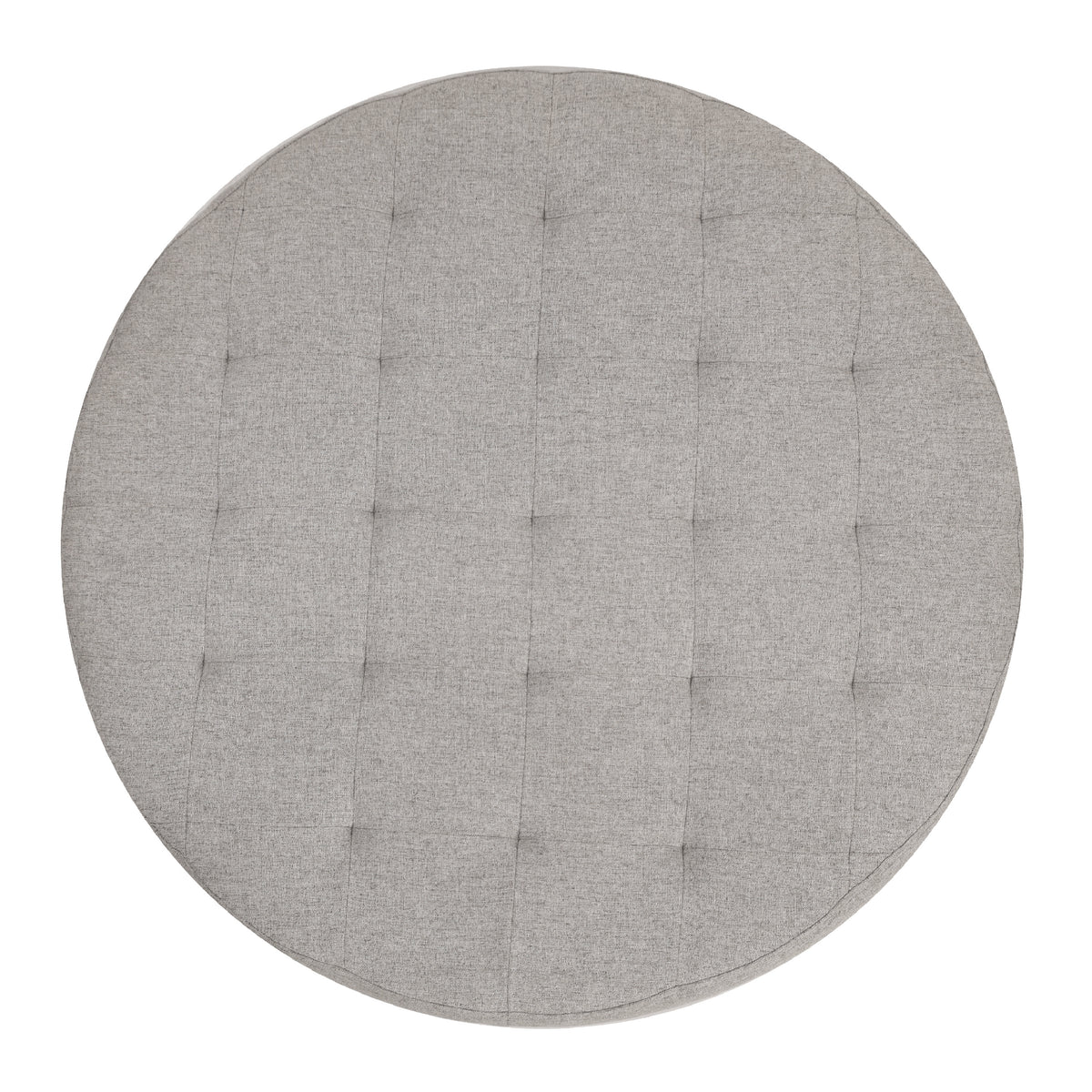 Ashton 34" Round Cotton Linen Tufted Ottoman with Metal Frame