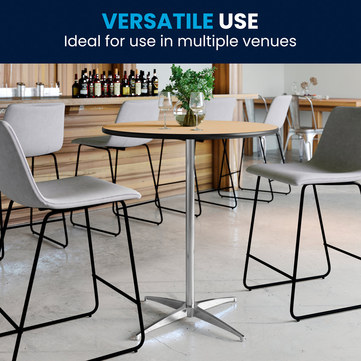 30'' Round Wood Cocktail Table with 30'' and 42'' Columns