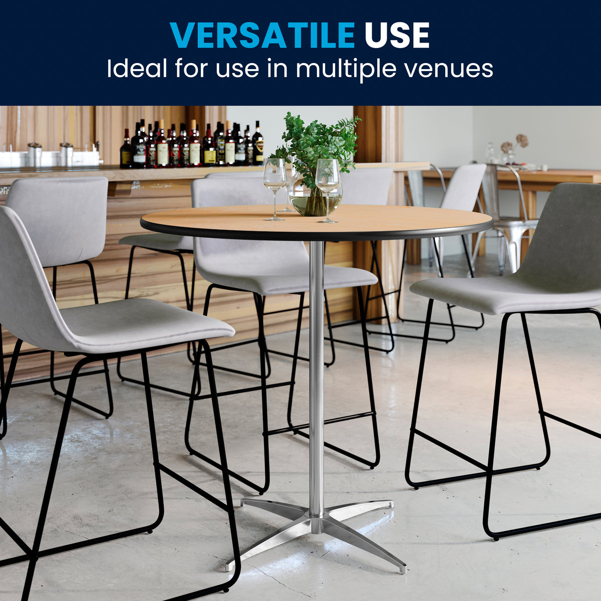 36'' Round Wood Cocktail Table with 30'' and 42'' Columns