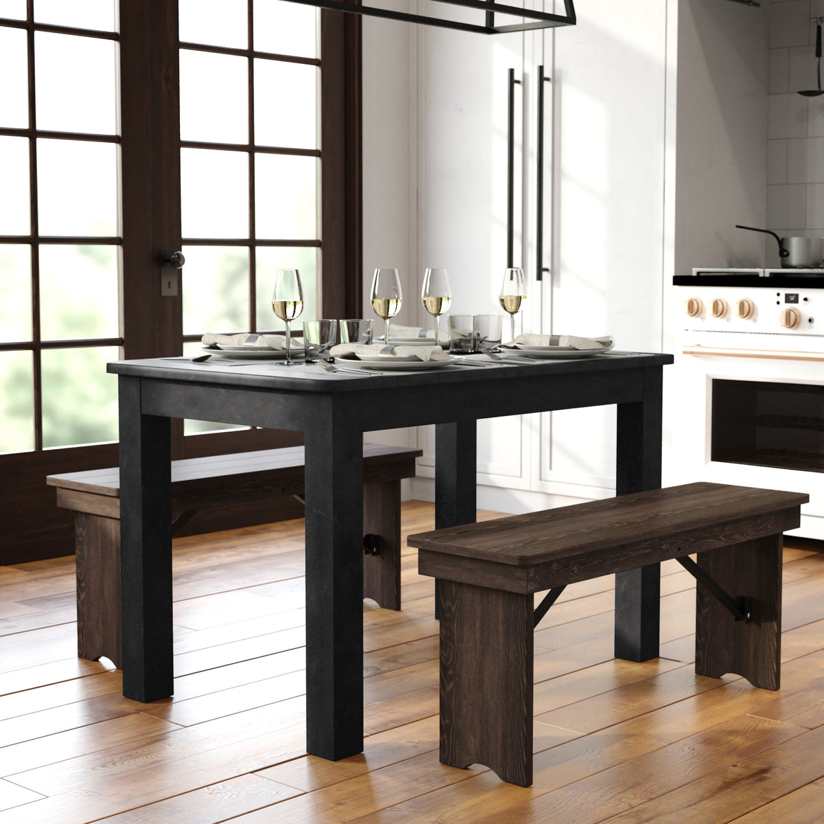 46" x 30" Rectangular Solid Pine Farm Dining Table