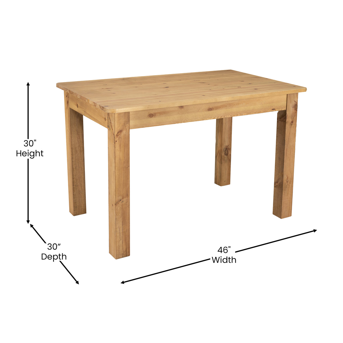 46" x 30" Rectangular Solid Pine Farm Dining Table