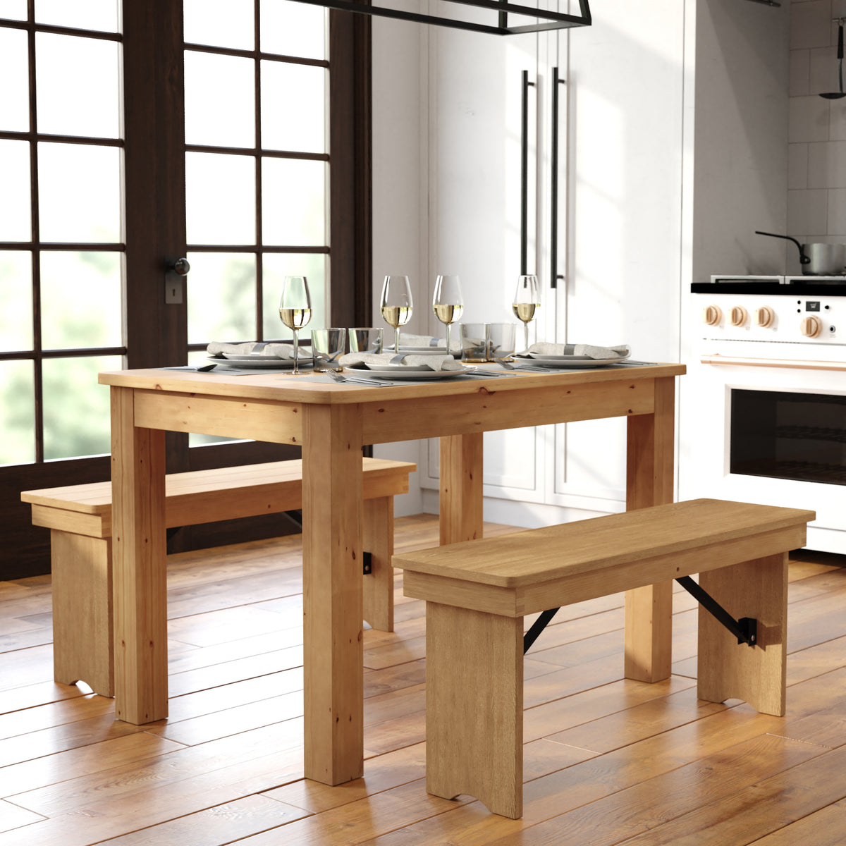 46" x 30" Rectangular Solid Pine Farm Dining Table