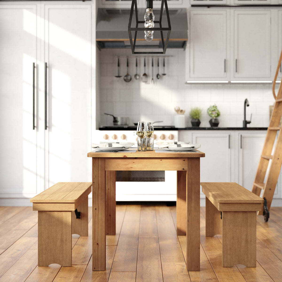 46" x 30" Rectangular Solid Pine Farm Dining Table