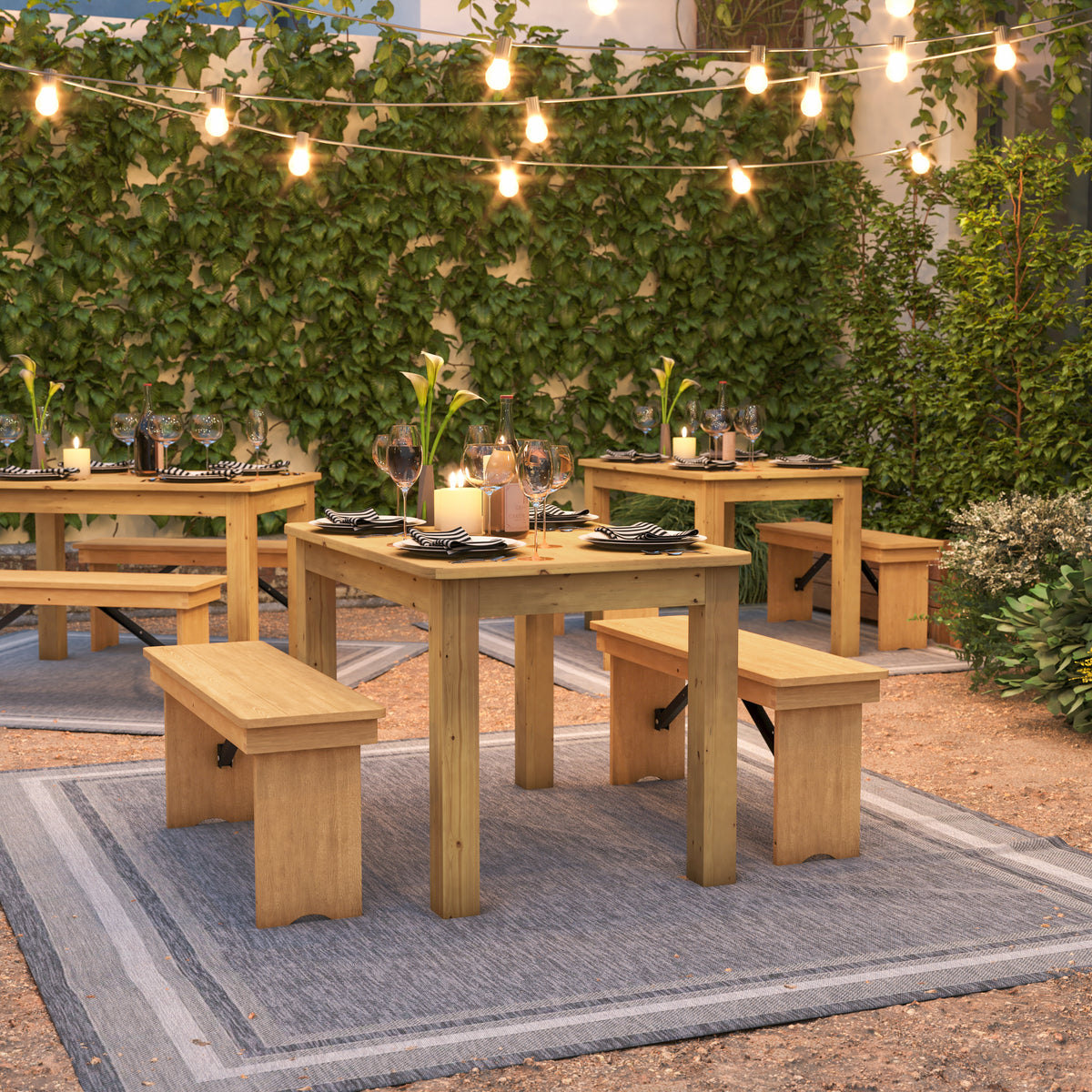 46" x 30" Rectangular Solid Pine Farm Dining Table