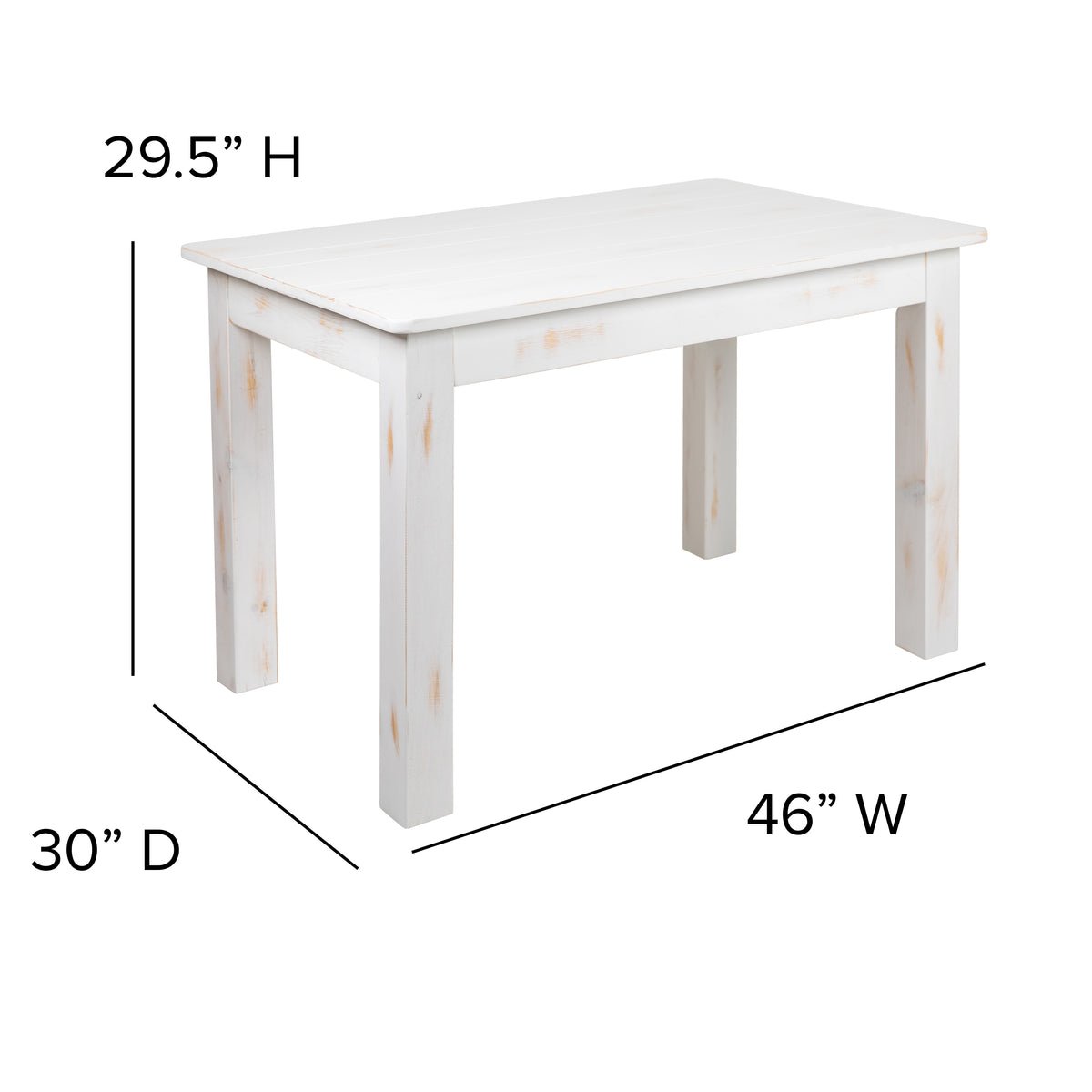 46" x 30" Rectangular Solid Pine Farm Dining Table