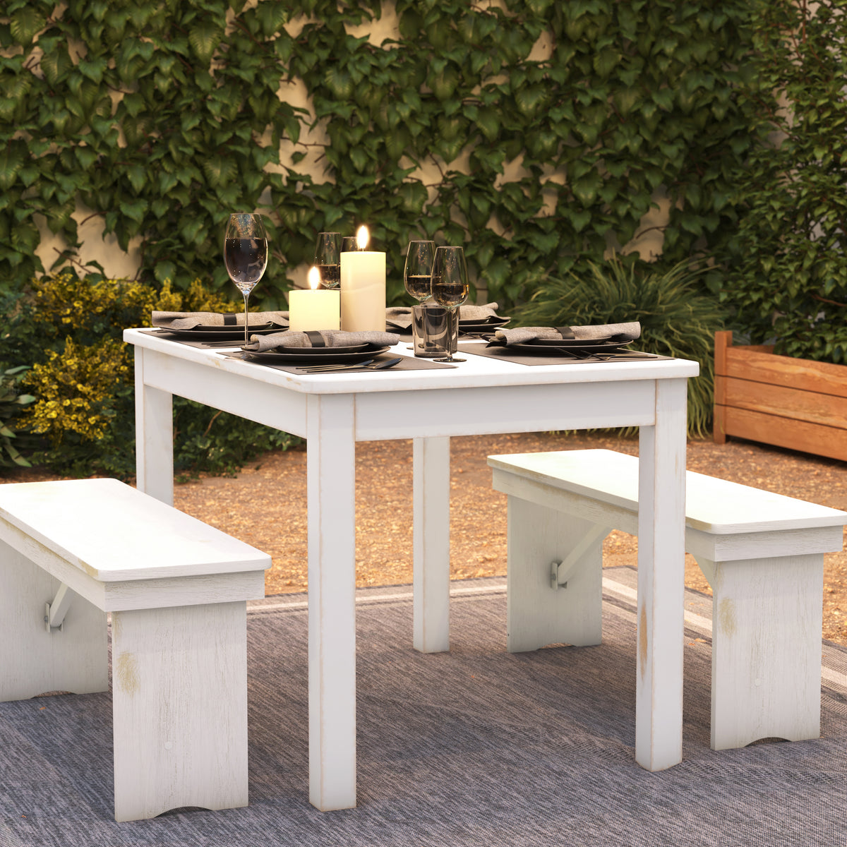 46" x 30" Rectangular Solid Pine Farm Dining Table