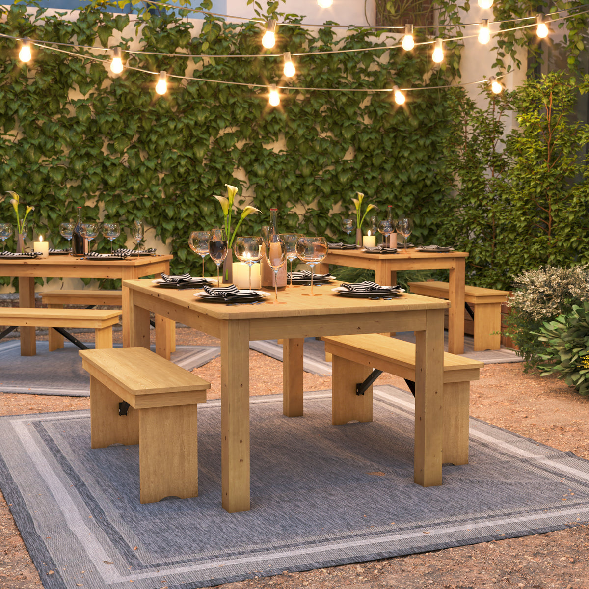 60" x 38" Rectangular Solid Pine Farm Dining Table