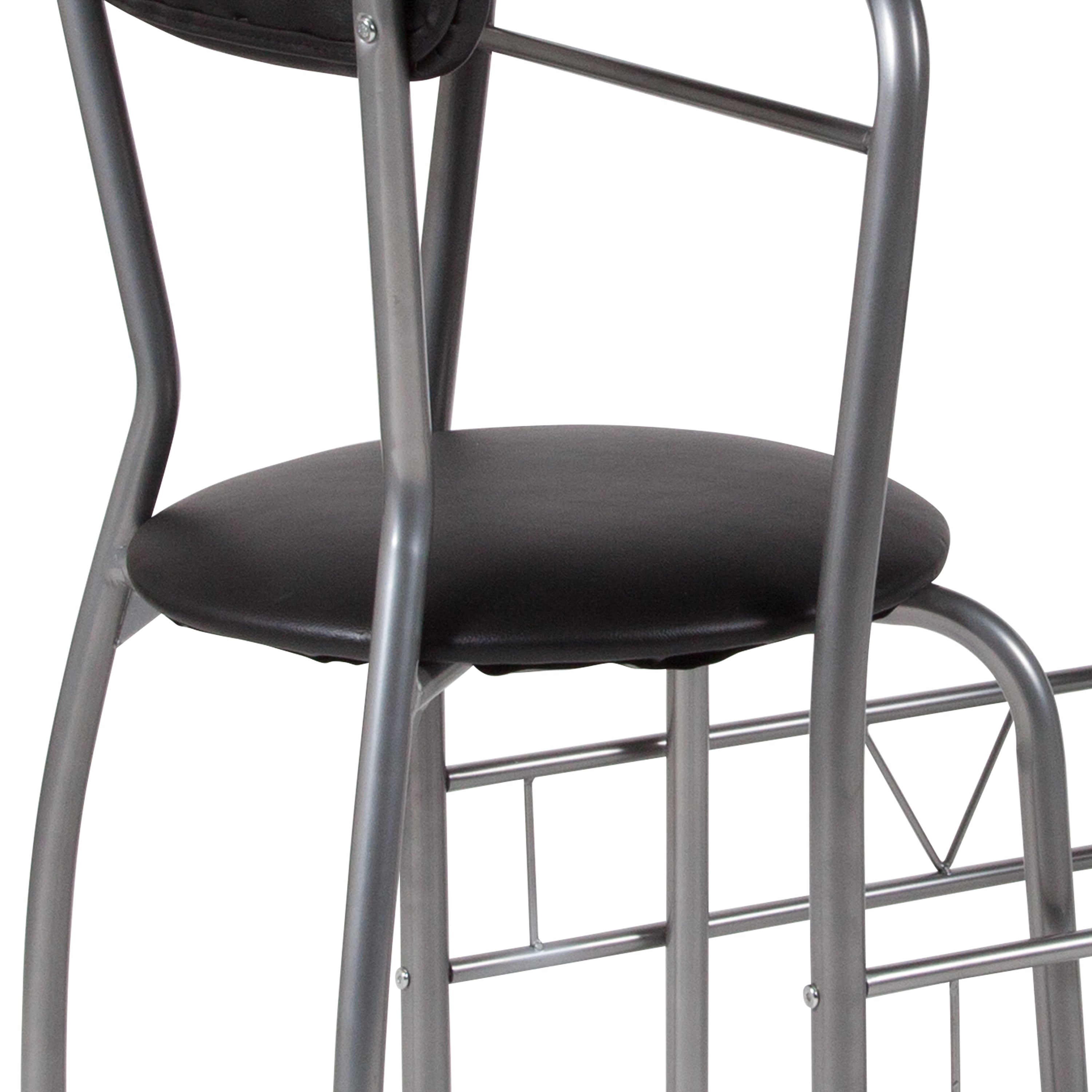 Sutton 3 Piece Space-Saver Bistro Set with Glass Top Table and Vinyl Padded Chairs