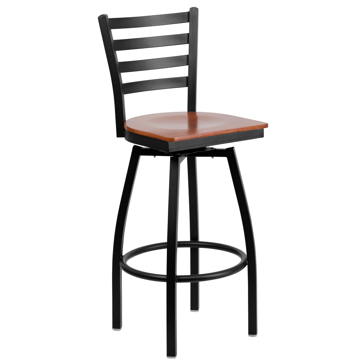 Ladder Back Swivel Metal Barstool