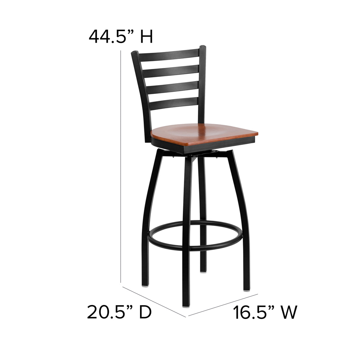 Ladder Back Swivel Metal Barstool