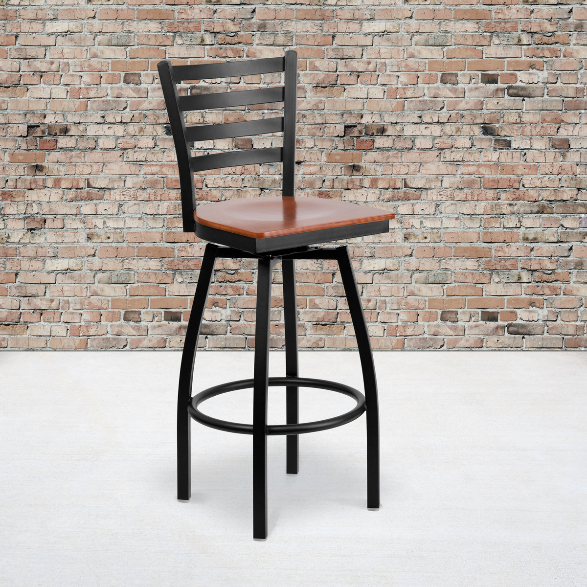 Ladder Back Swivel Metal Barstool