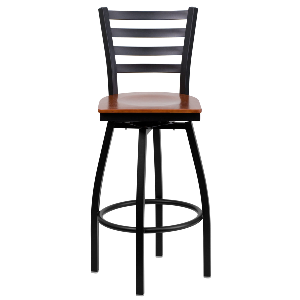 Ladder Back Swivel Metal Barstool