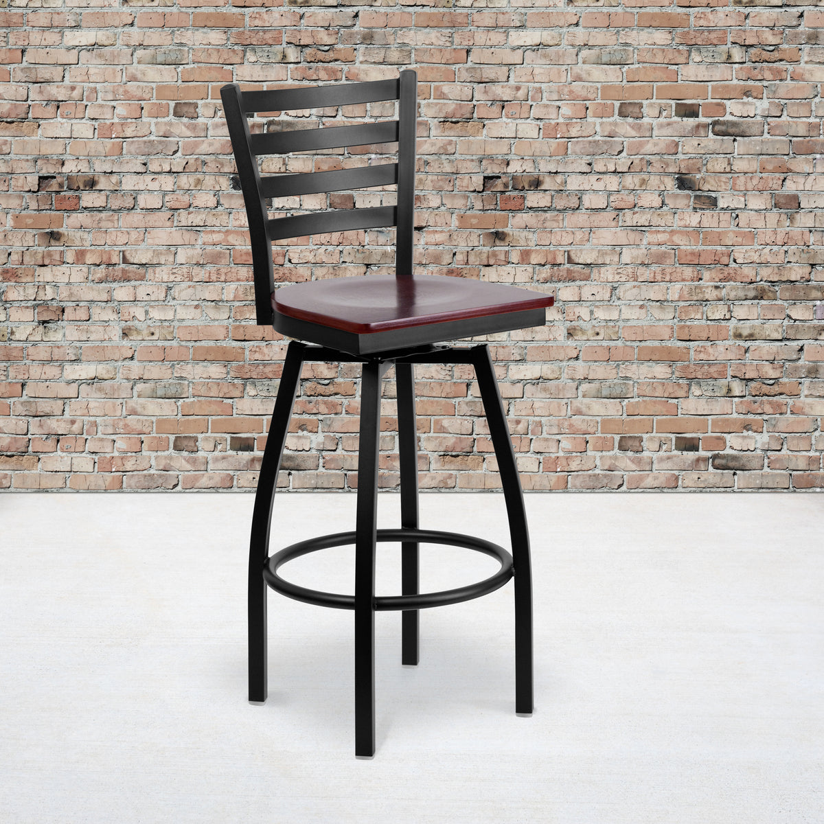 Ladder Back Swivel Metal Barstool