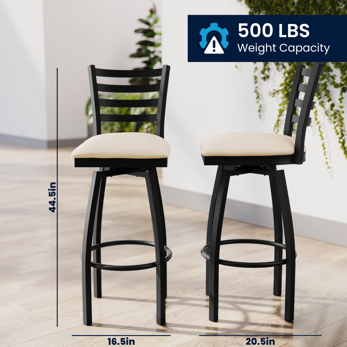 Ladder Back Swivel Metal Barstool