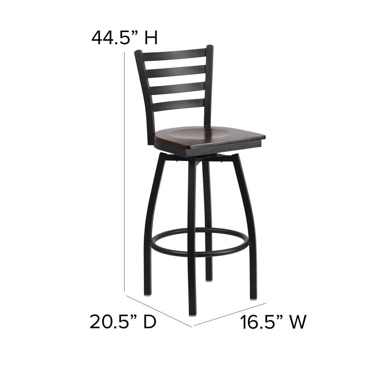 Ladder Back Swivel Metal Barstool
