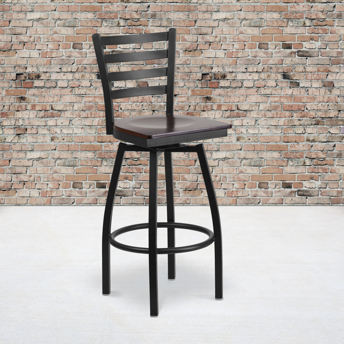 Ladder Back Swivel Metal Barstool
