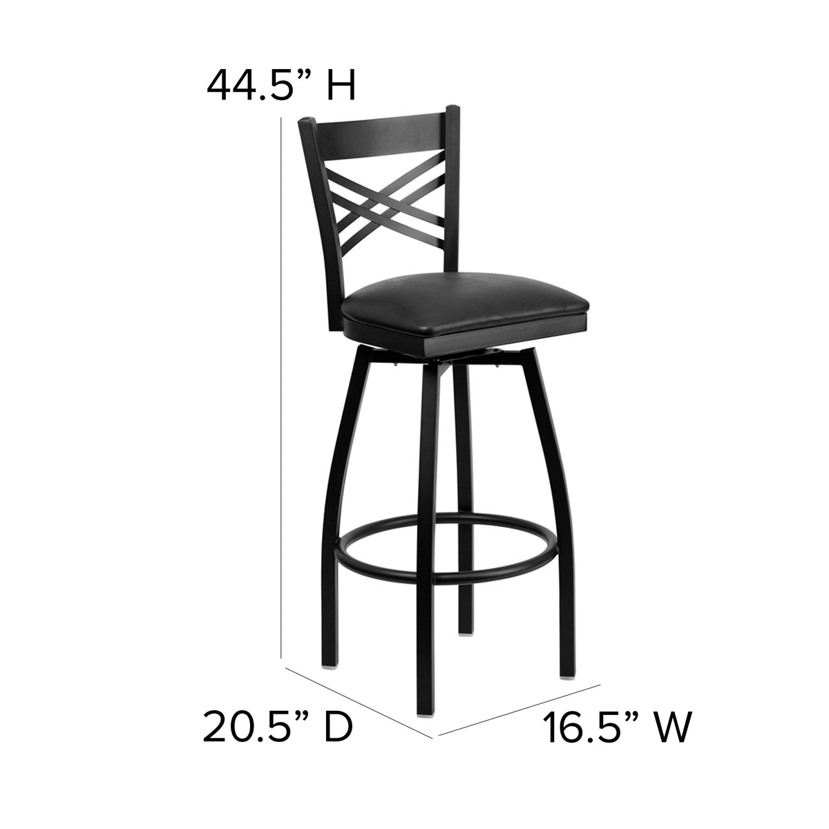 X" Back Swivel Metal Barstool