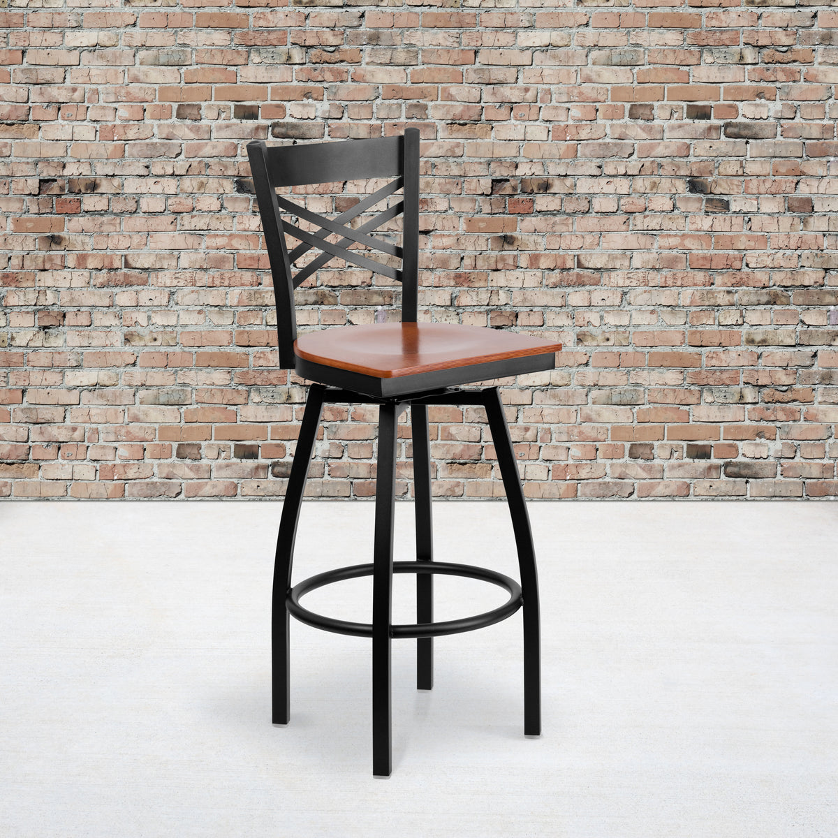 X" Back Swivel Metal Barstool