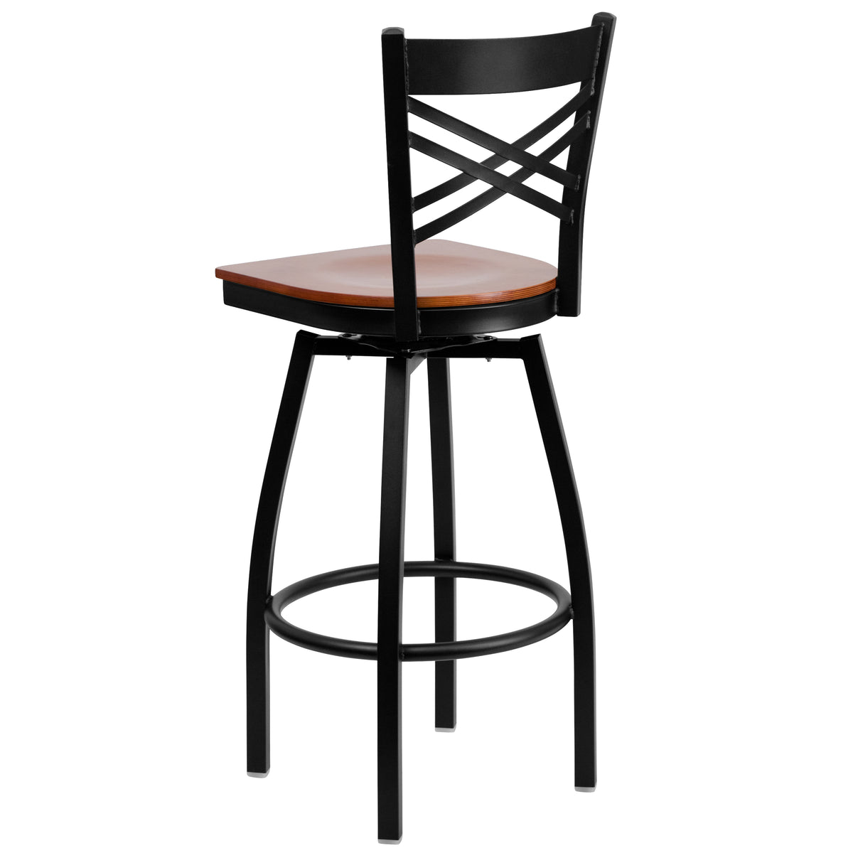 X" Back Swivel Metal Barstool