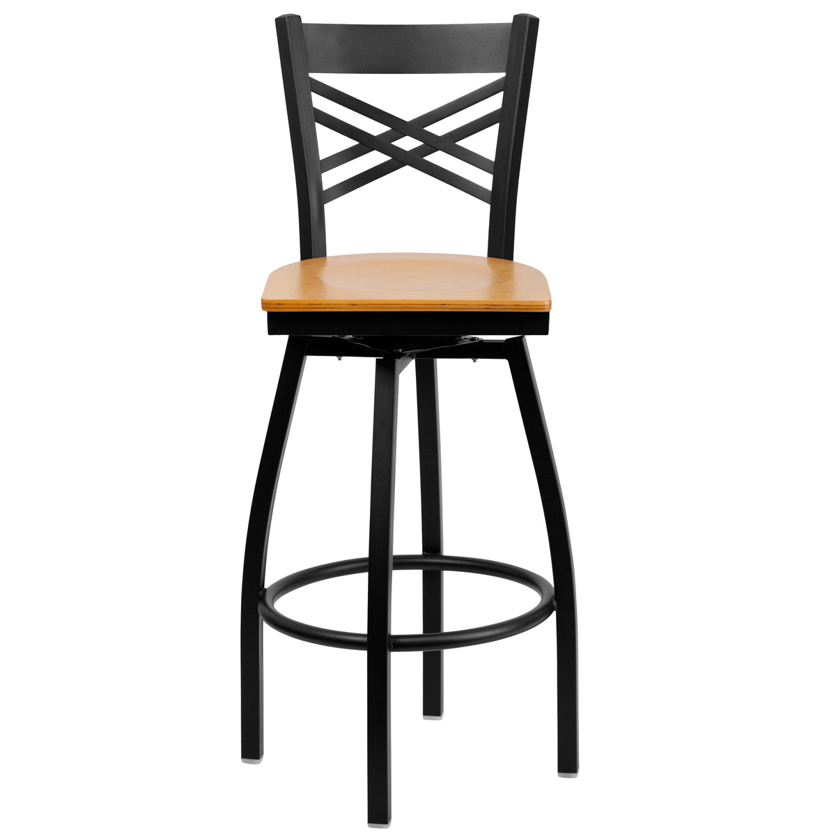 X" Back Swivel Metal Barstool