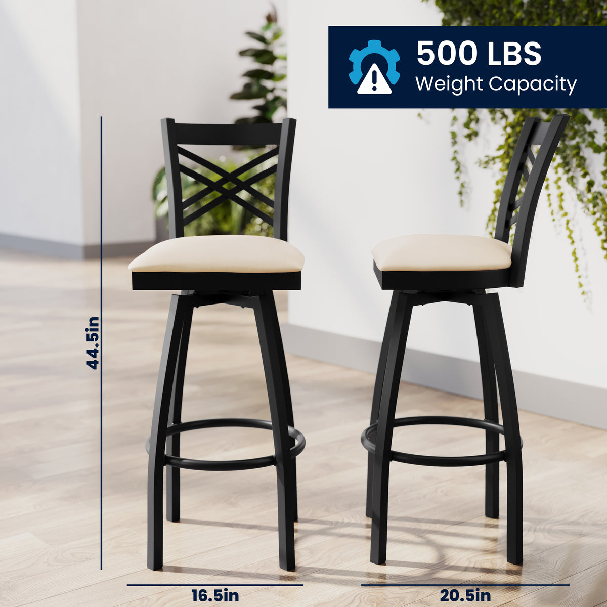 X" Back Swivel Metal Barstool