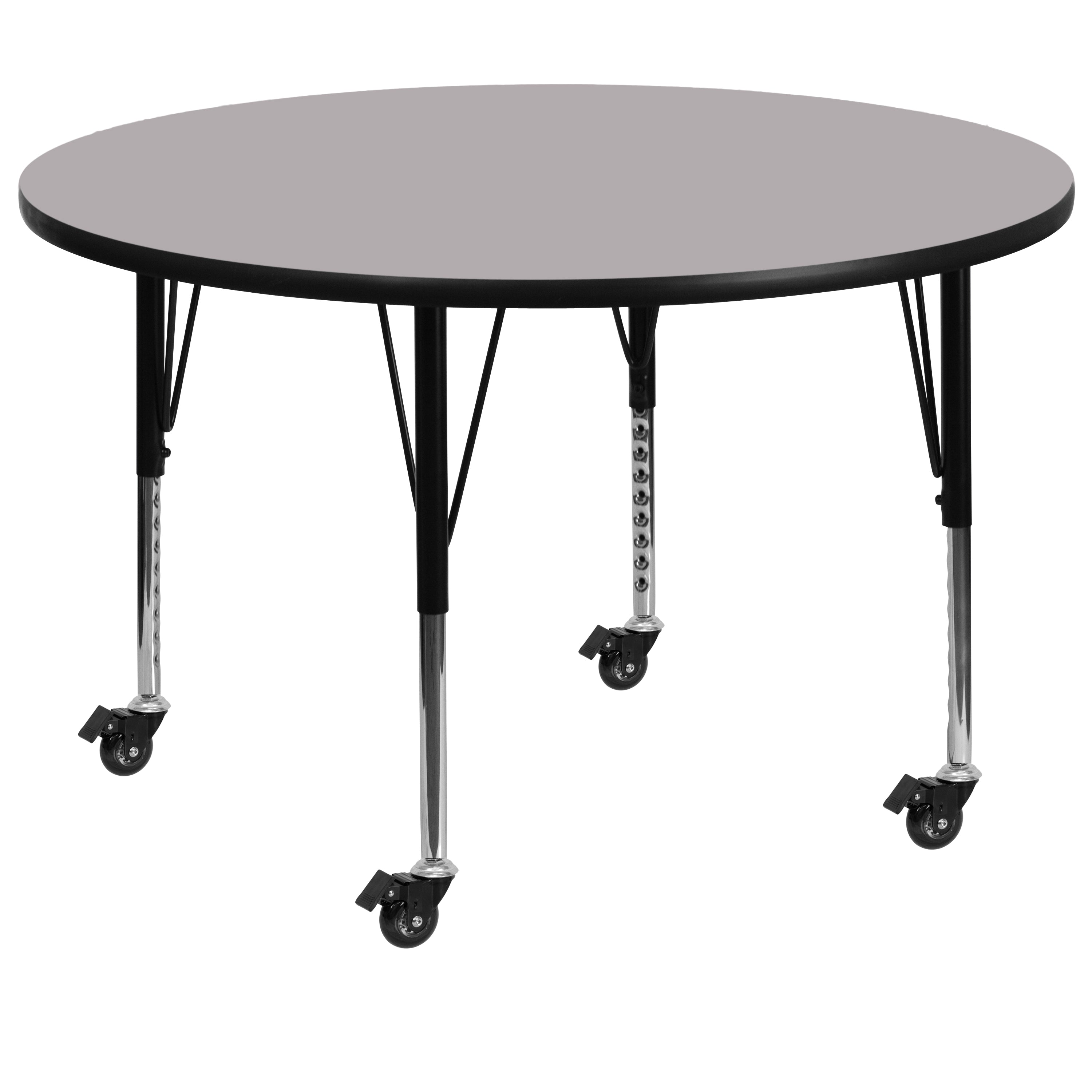 Mobile 60'' Round Thermal Laminate Activity Table - Height Adjustable Short Legs-Round Activity Table with Casters-Flash Furniture-Wall2Wall Furnishings