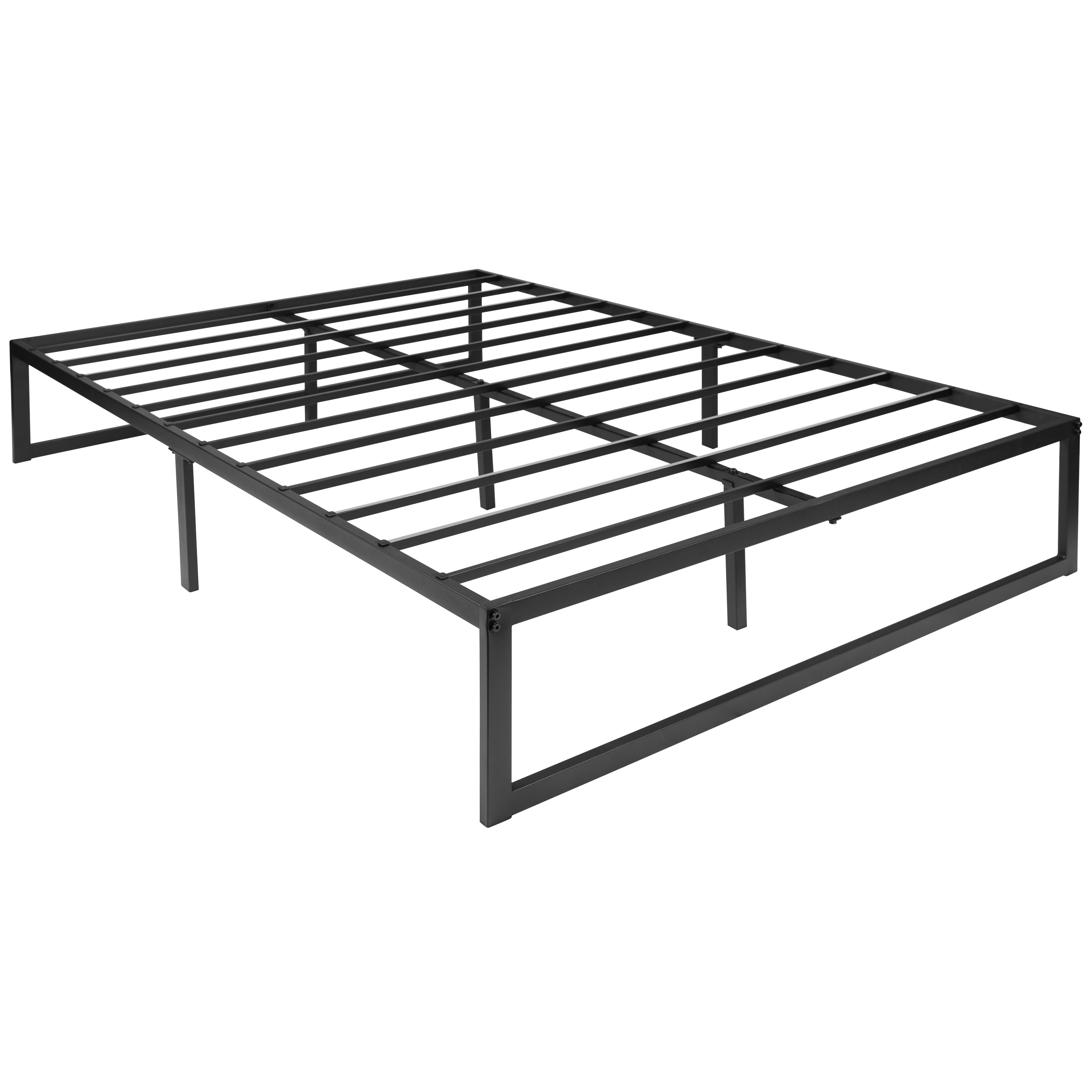 14 Inch Metal Platform Bed Frame with 12 Inch Memory Foam Pocket Spring Mattress in a Box (No Box Spring Required)