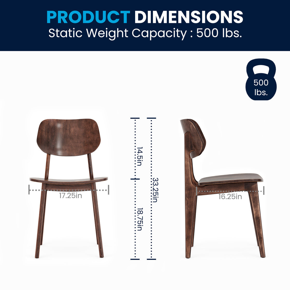 Verona Commercial Grade Solid Wood Dining Chair with Curved Oval Backrest