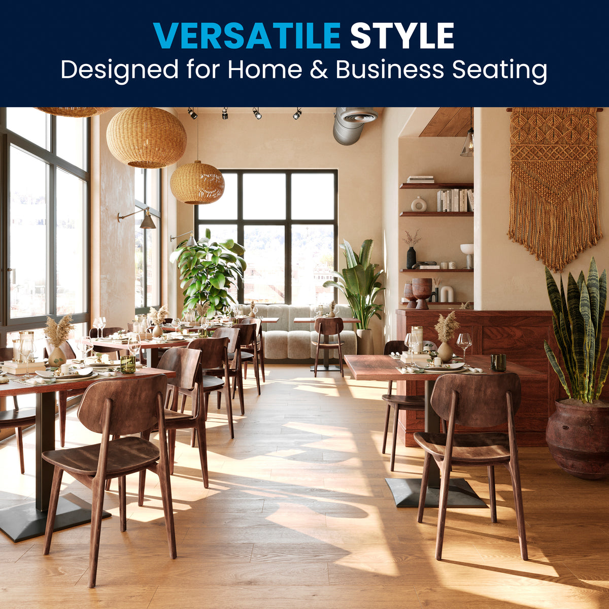 Verona Commercial Grade Solid Wood Dining Chair with Curved Oval Backrest