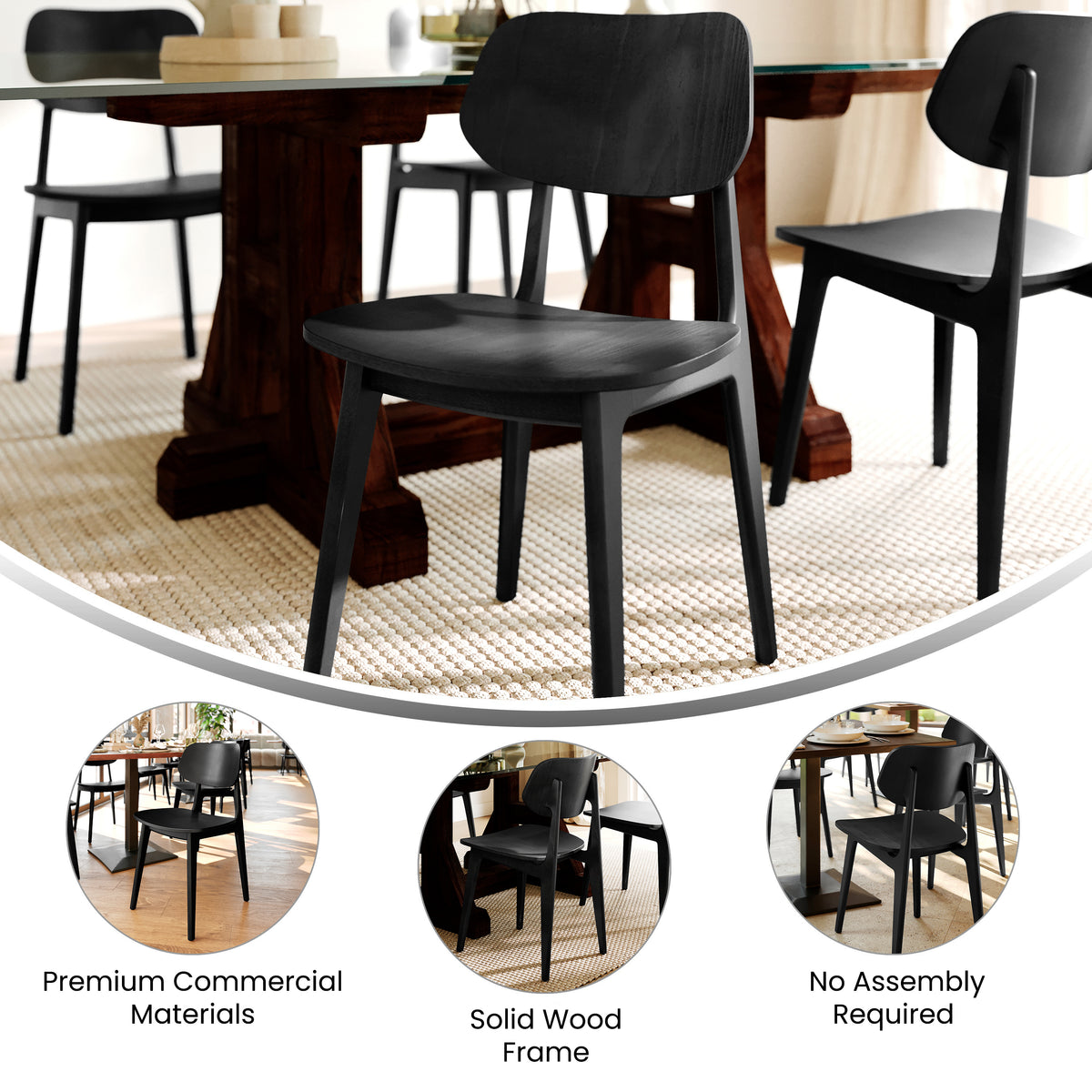Verona Commercial Grade Solid Wood Dining Chair with Curved Oval Backrest