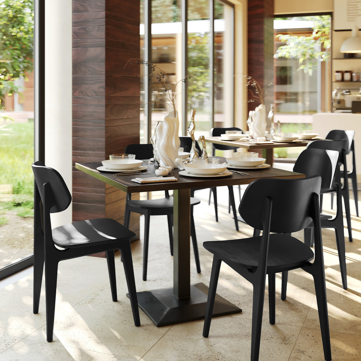 Verona Commercial Grade Solid Wood Dining Chair with Curved Oval Backrest