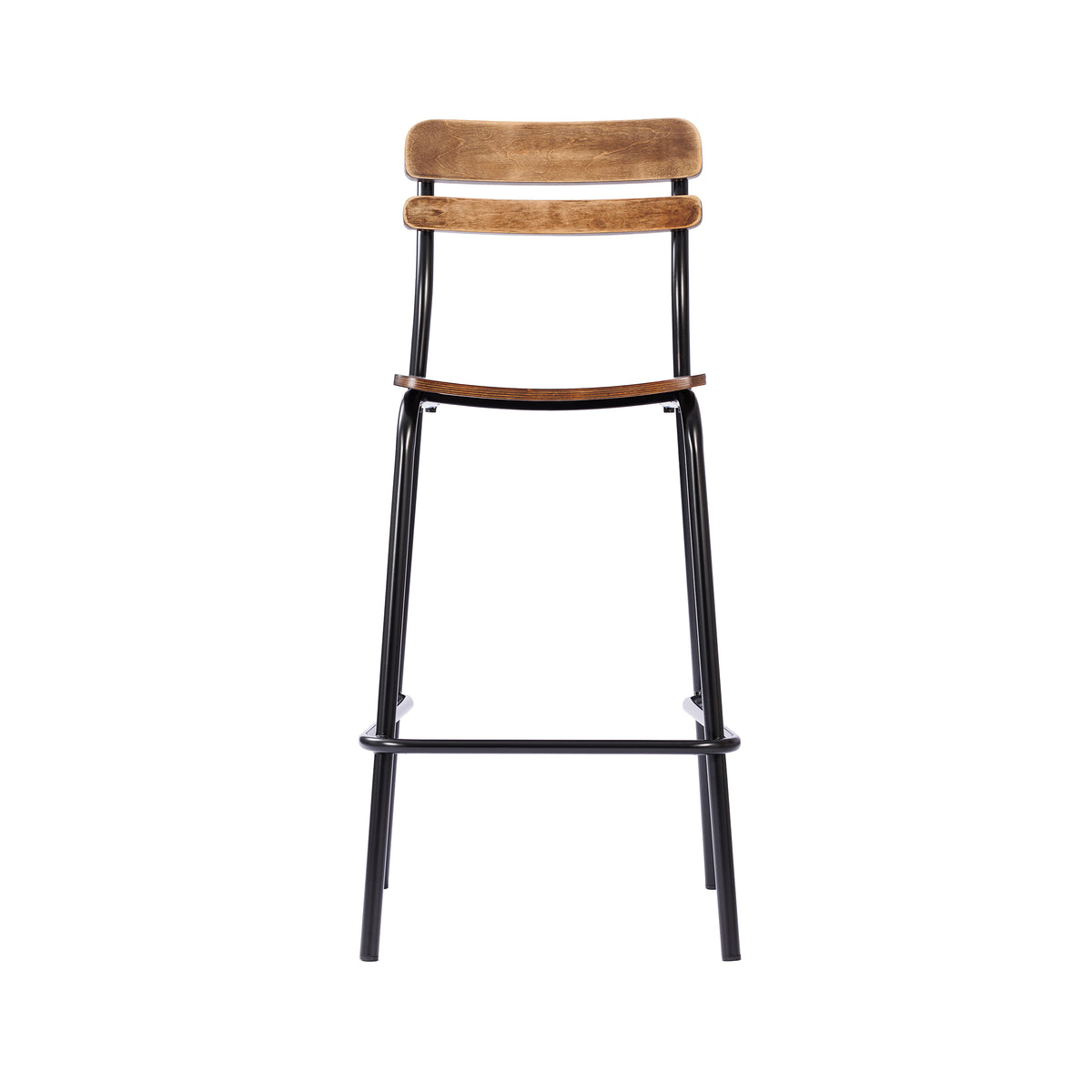 Cyprus Commercial Grade Solid Wood Bar Stool with Metal Frame and Antique Finish