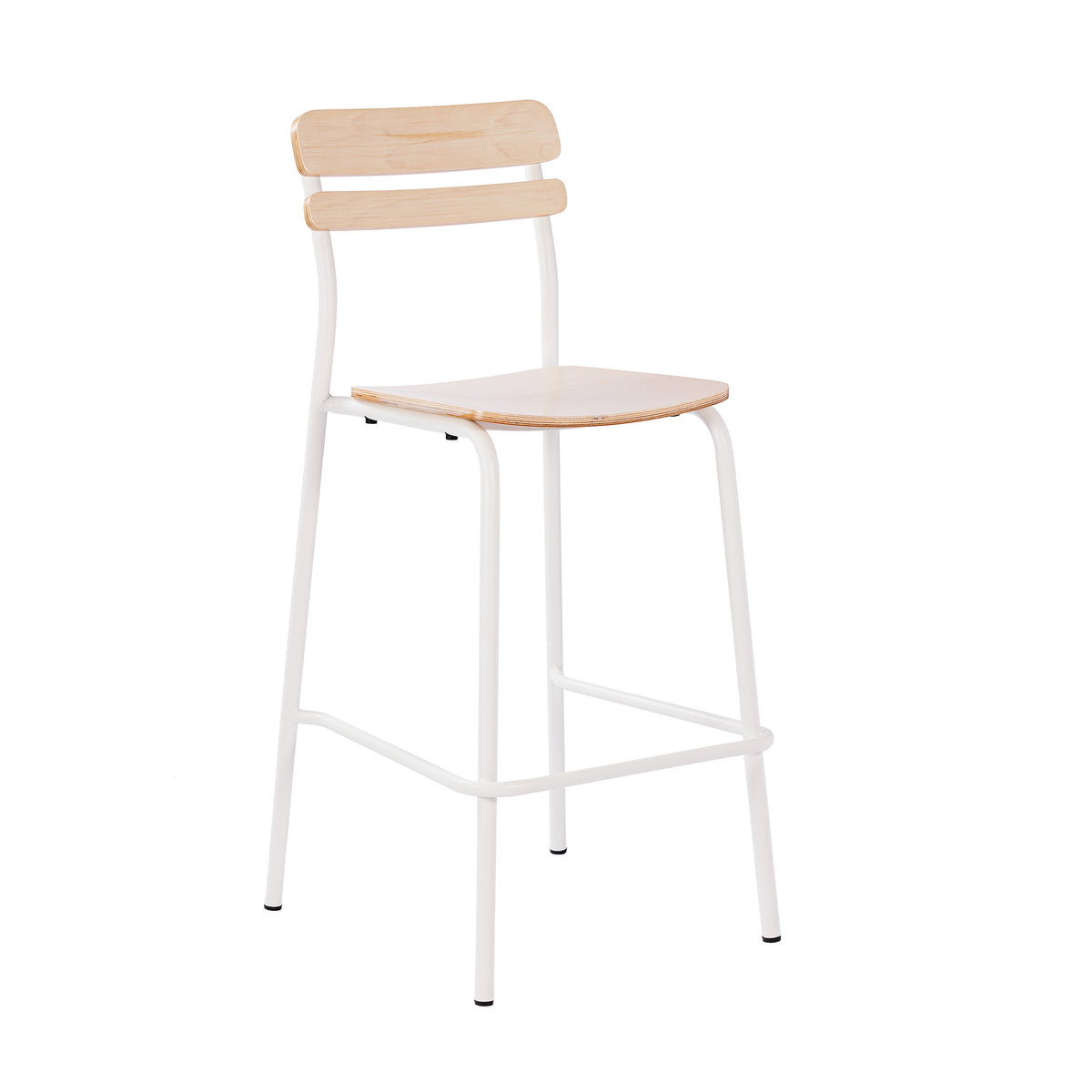 Cyprus Commercial Grade Solid Wood Bar Stool with Metal Frame and Antique Finish
