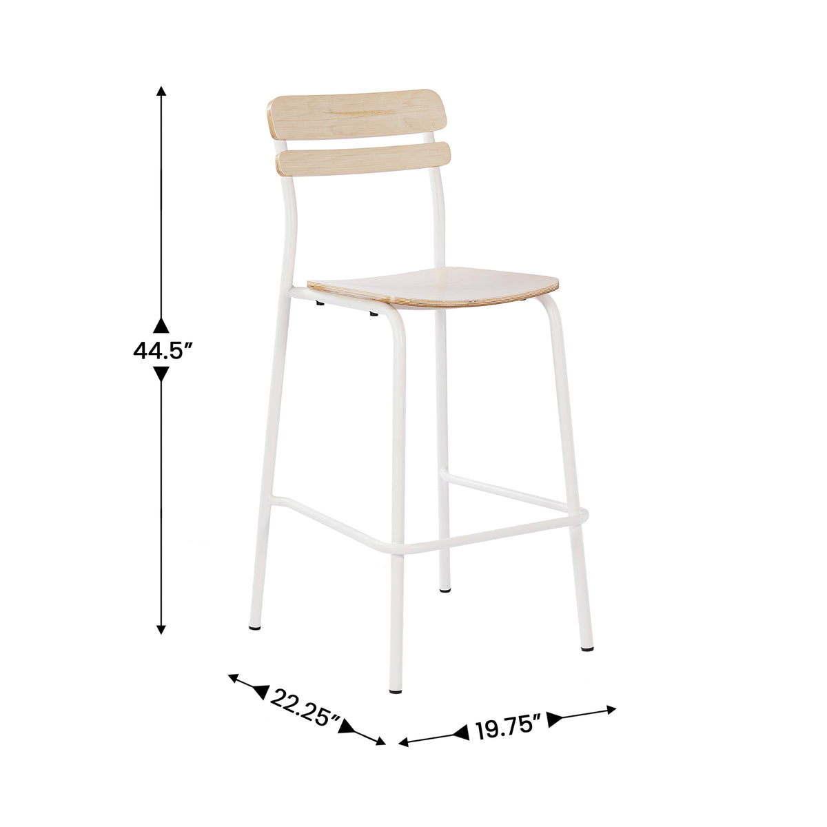 Cyprus Commercial Grade Solid Wood Bar Stool with Metal Frame and Antique Finish