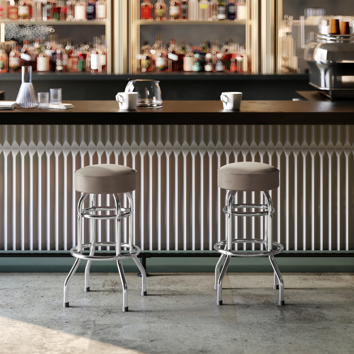 Double Ring Chrome Barstool