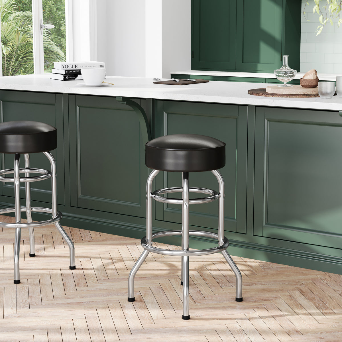 Double Ring Chrome Barstool