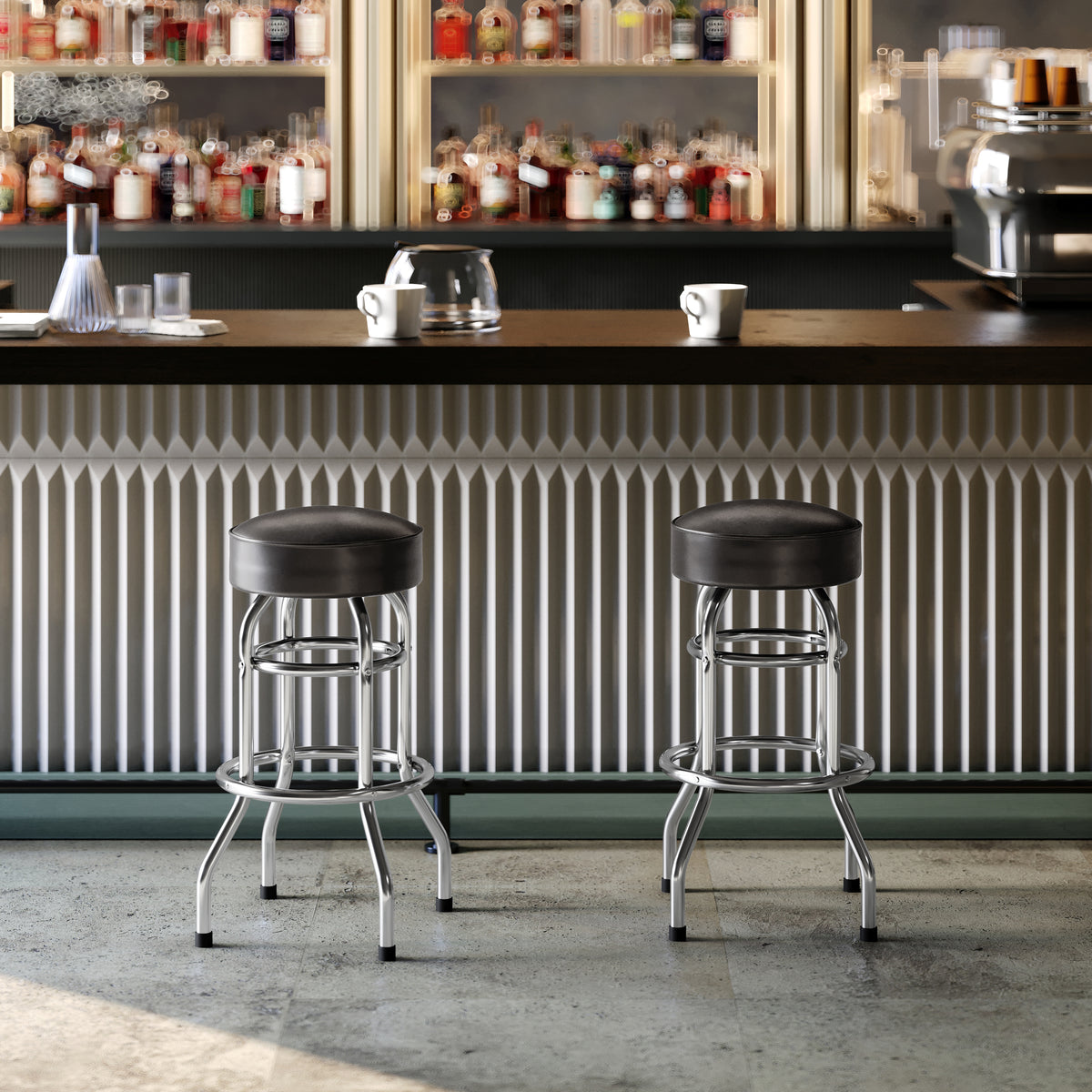 Double Ring Chrome Barstool