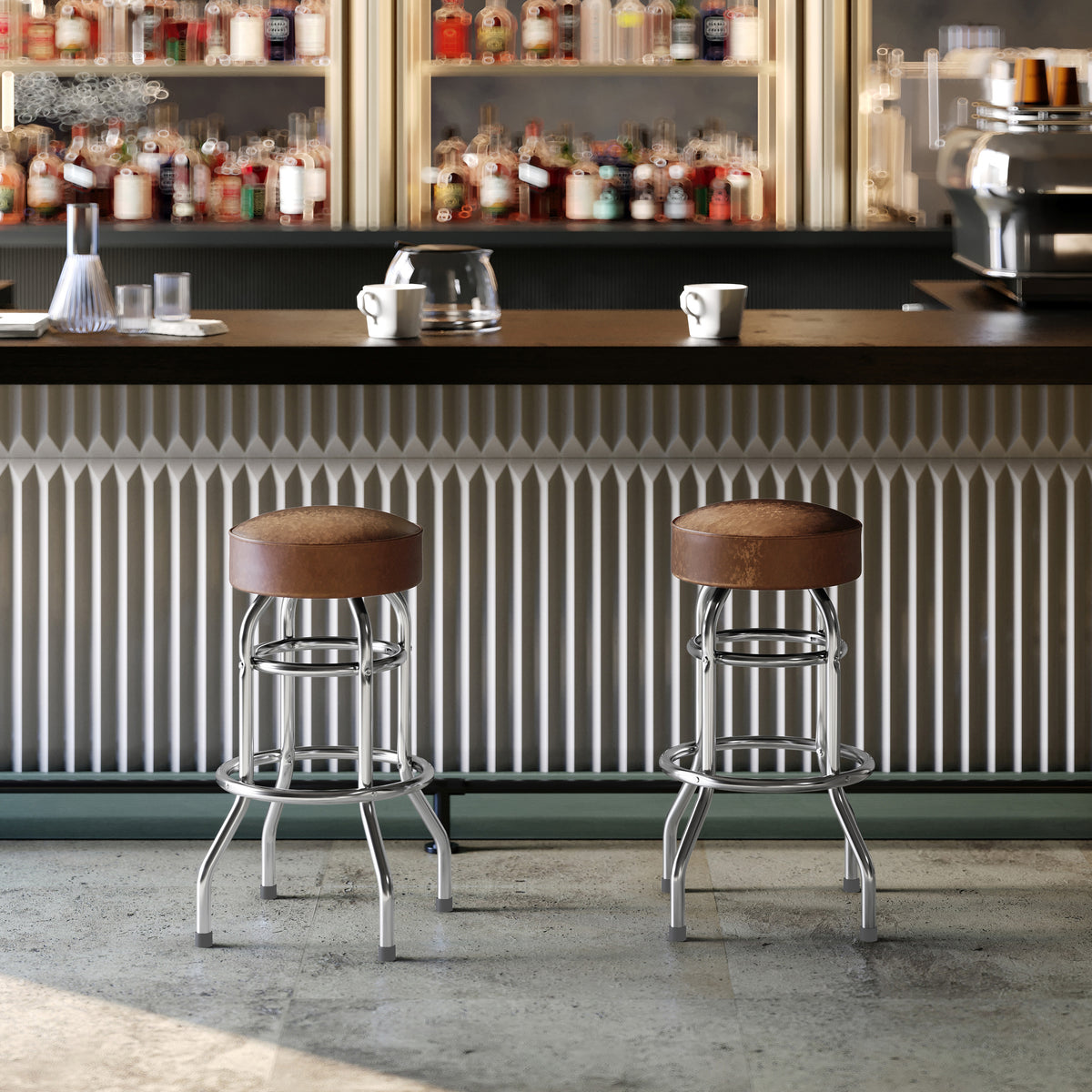 Double Ring Chrome Barstool