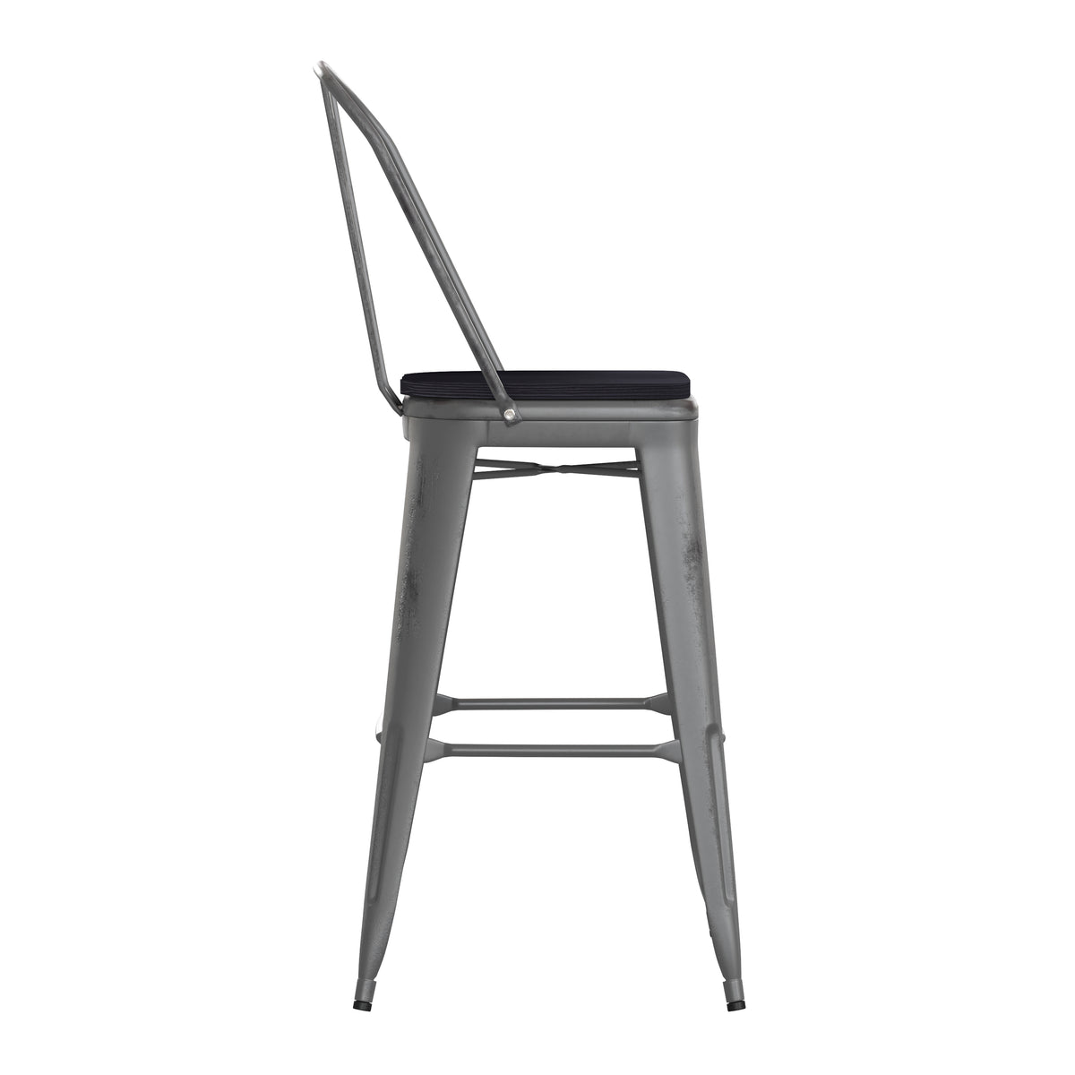 Lincoln 30'' High Indoor Bar Height Stool with Back with Poly Resin Wood Seat