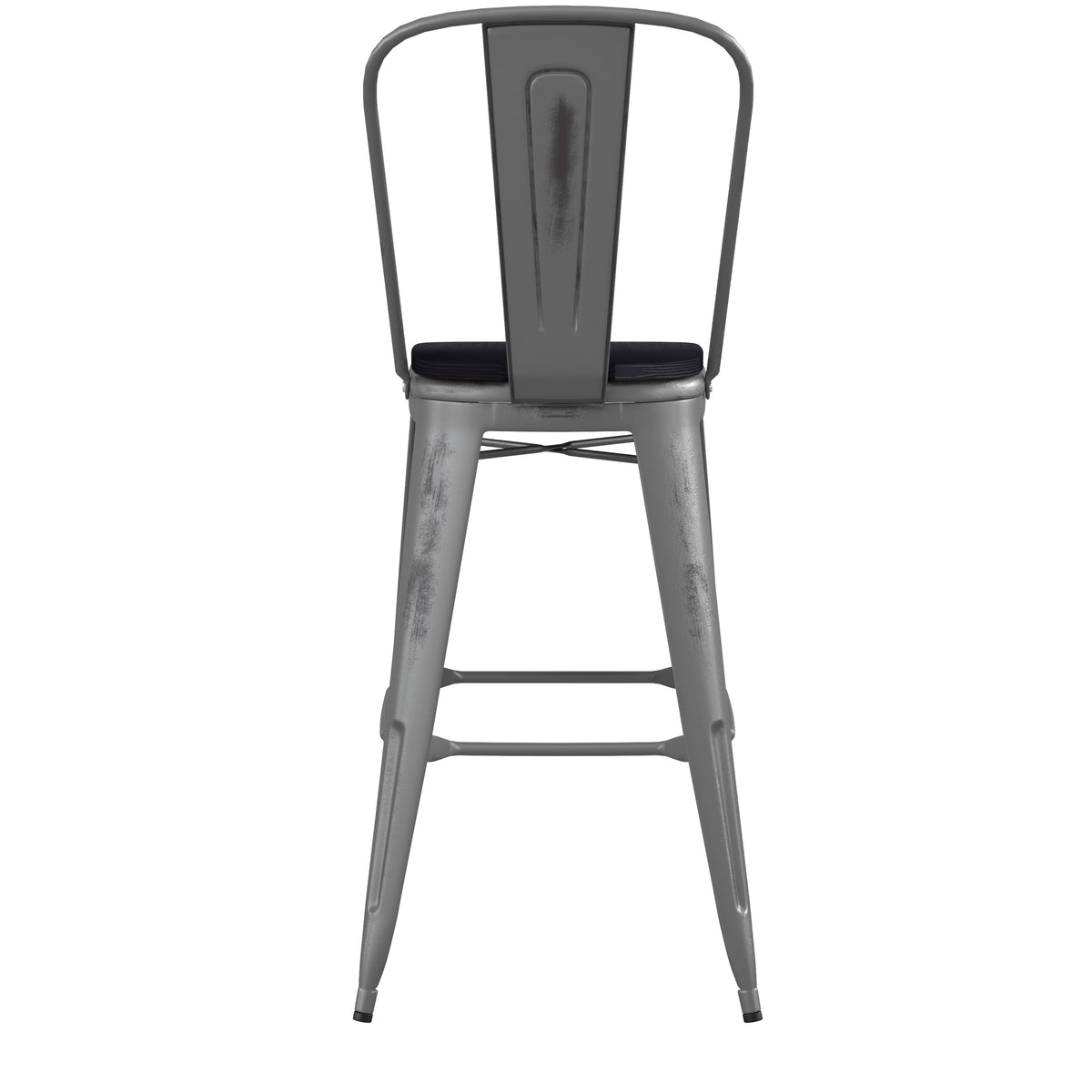 Lincoln 30'' High Indoor Bar Height Stool with Back with Poly Resin Wood Seat