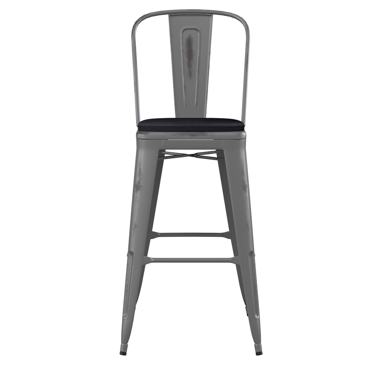 Lincoln 30'' High Indoor Bar Height Stool with Back with Poly Resin Wood Seat