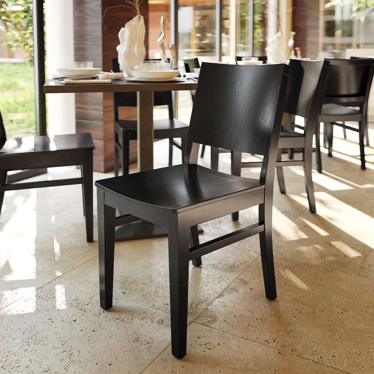 Naples Commercial Grade Solid Wood Dining Chair with Curved Backrest