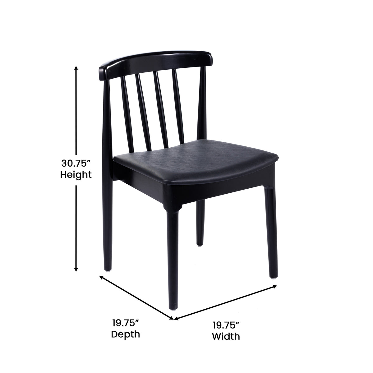 Chester Commercial Grade Solid Wood Dining Chair with Slatted Backrest and Vinyl Seat