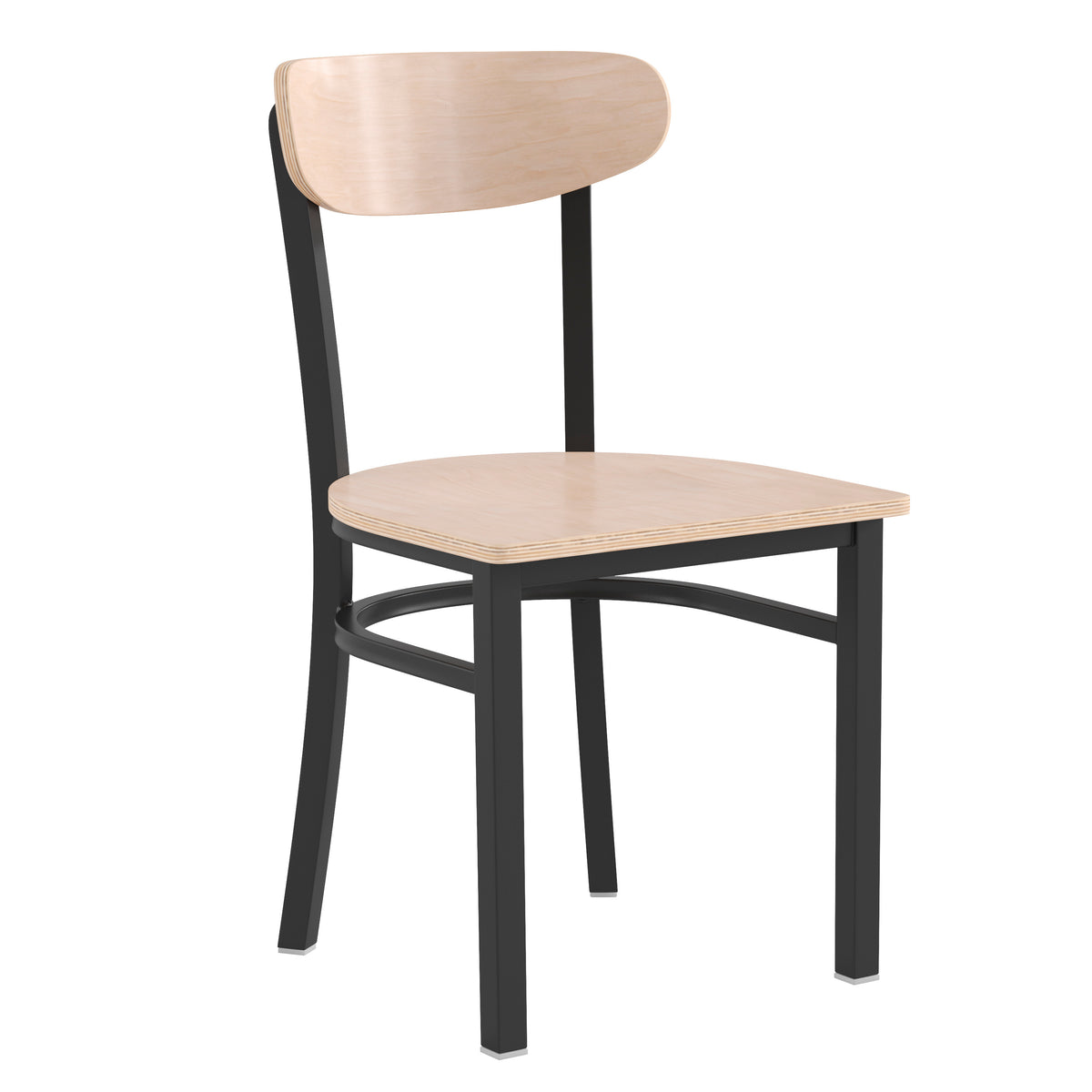 Wright Commercial Grade Dining Chair with 500 LB. Capacity Steel Frame, Solid Wood Seat, and Boomerang Back