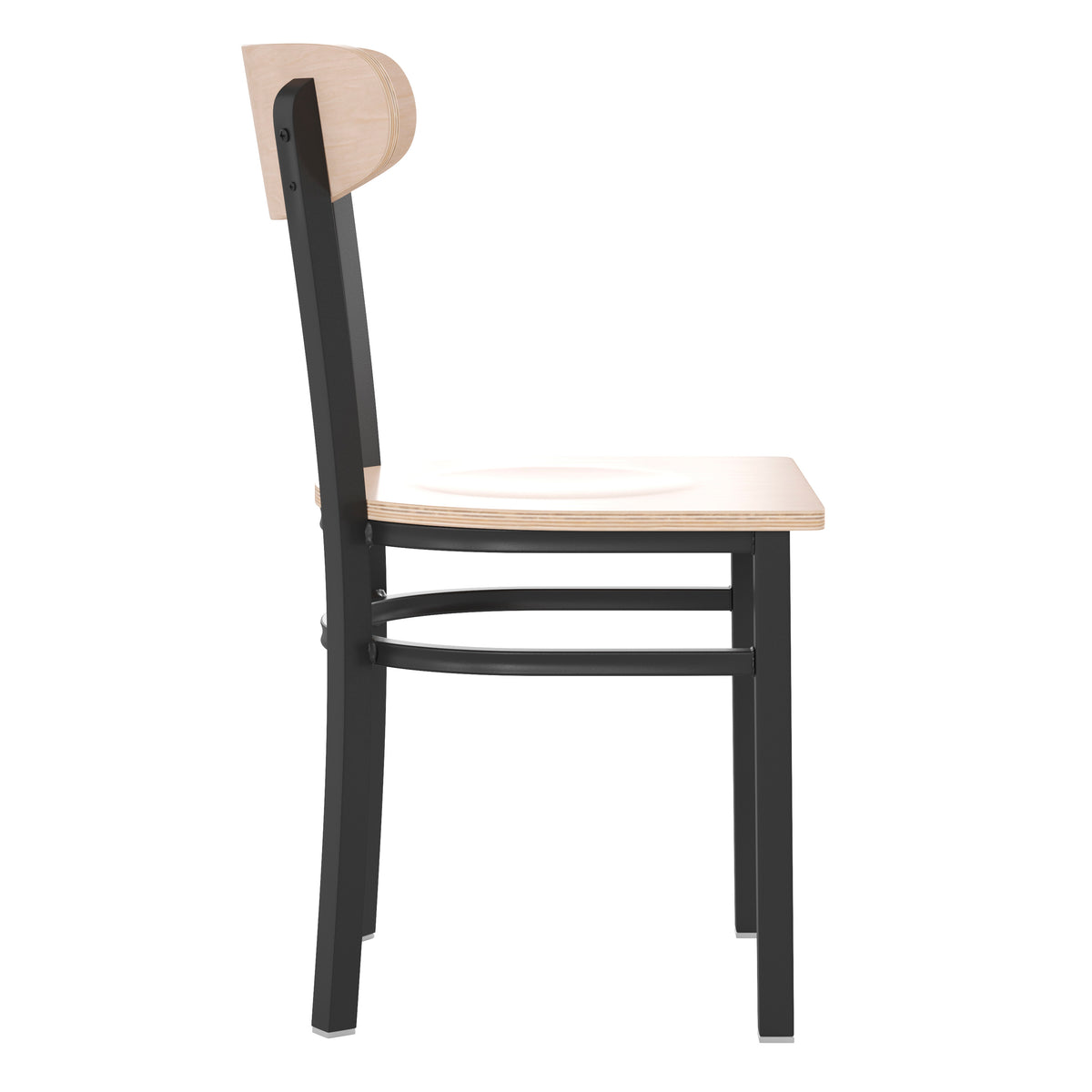 Wright Commercial Grade Dining Chair with 500 LB. Capacity Steel Frame, Solid Wood Seat, and Boomerang Back